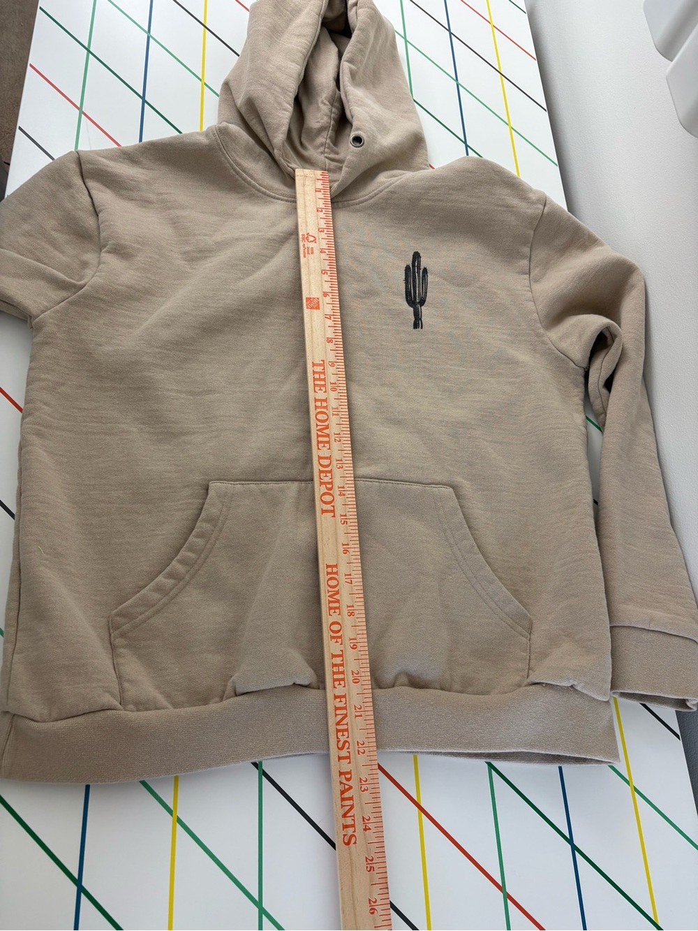 Call Your Mother Beige Cactus Hoodie Medium Good Condition 100% Cotton Unfussy - Picture 8 of 8